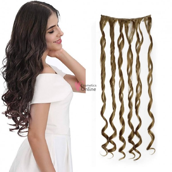 Extensie de par cu 3 Clips On delux simpla ondulata de 51 cm, Saten Mediu 39658